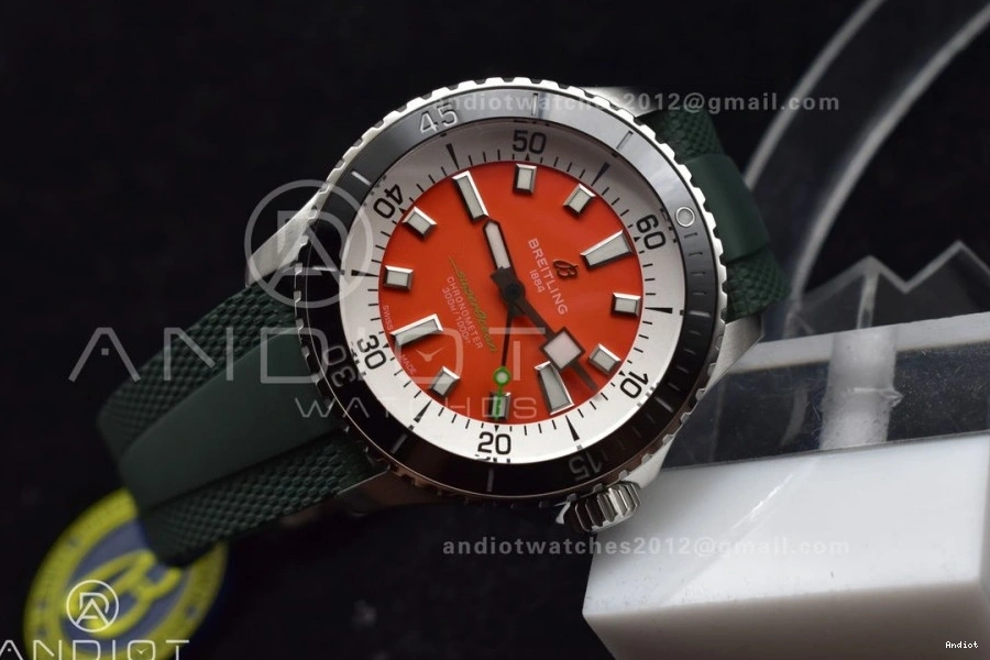 SS Rubber Best A2824 Automatic Dial on Orange Edition 42 Green 1:1 BLSF SuperOcean Strap 1113